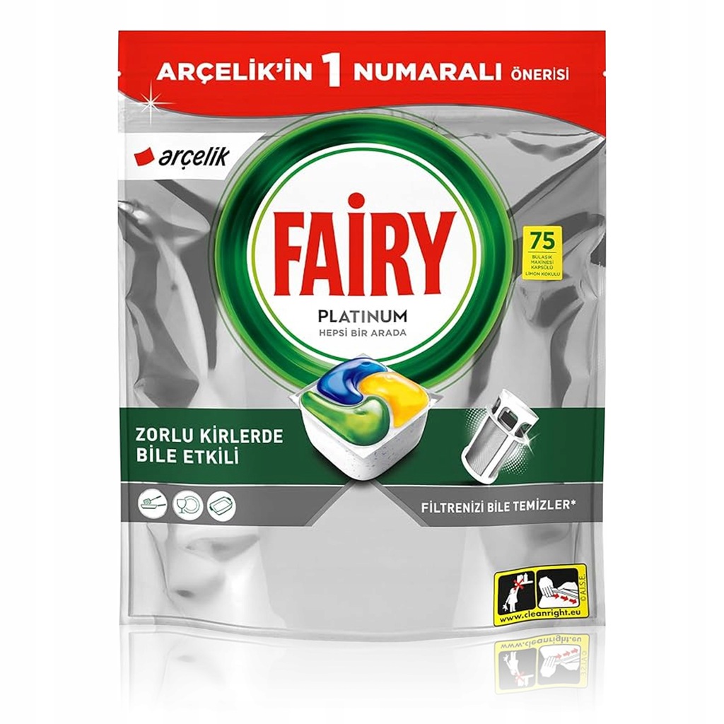Kapsułki do Zmywarki Fairy Platinum All in One Lemon 75 Sztuk
