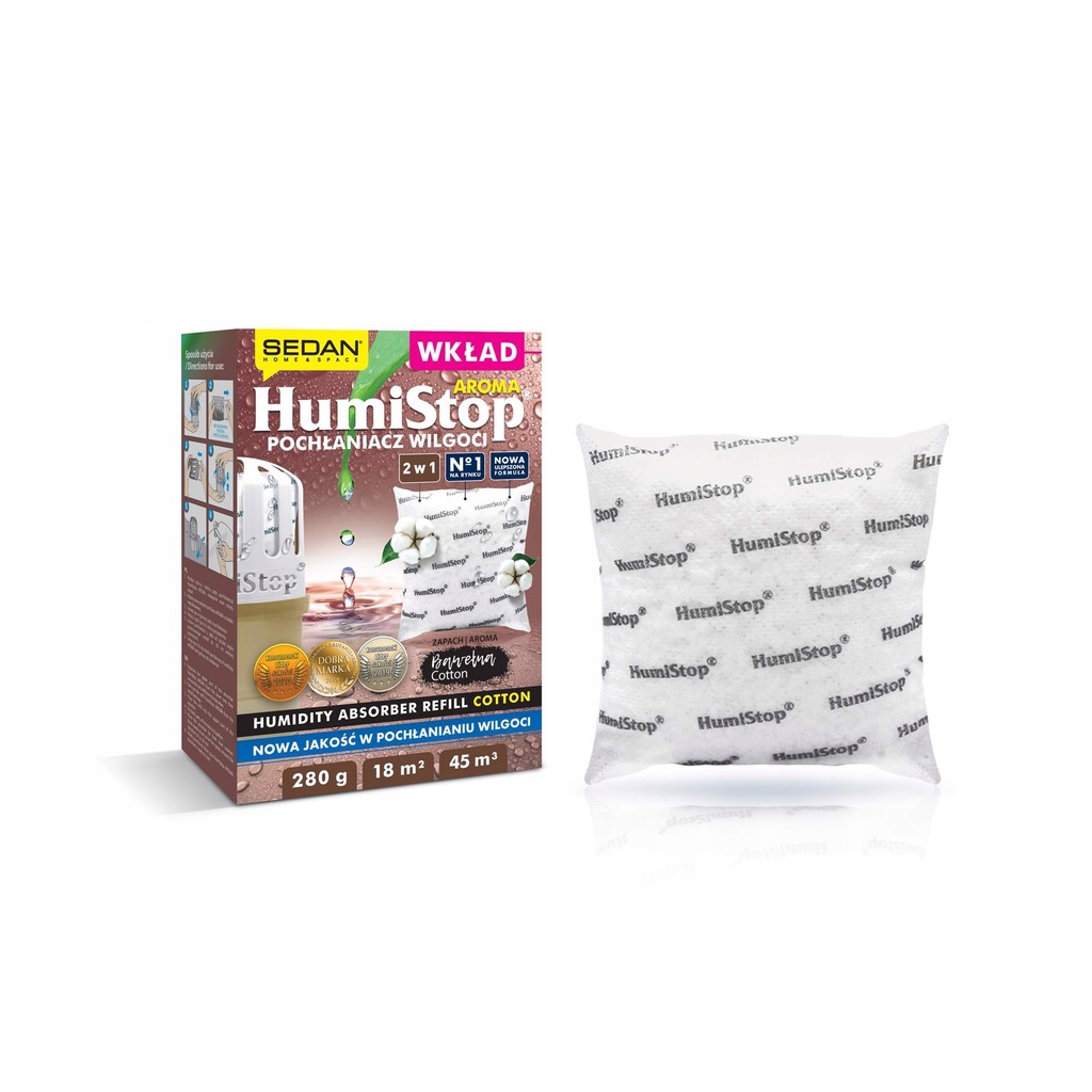 HUMISTOP WKŁAD DO POCHŁANIACZA WILGOCI DO 18M2/45M3 BAWEŁNA/COTTON