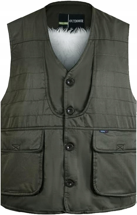 LEKKA OCIEPLANA KAMIZELKA Z ZAMKIEM I KIESZENIAMI BEZ KAPTURA ZIELONA XL