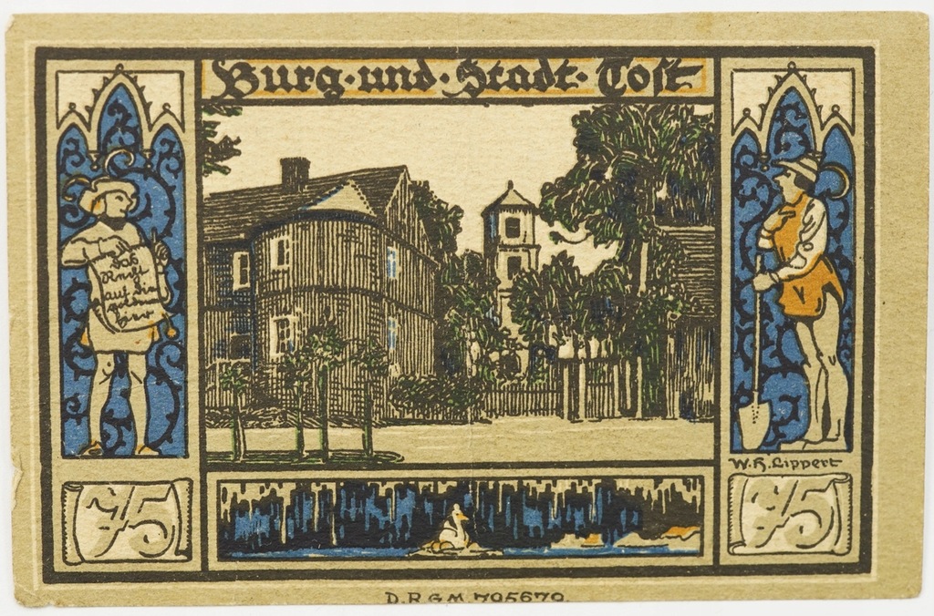 Notgeld Toszek Tost Śląsk 75 pfennig fenigów