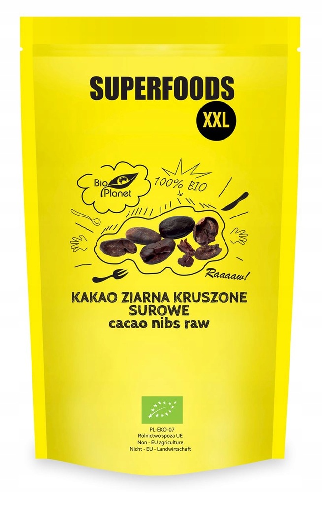 Kakao ziarna kruszone surowe bio 600 g bio planet