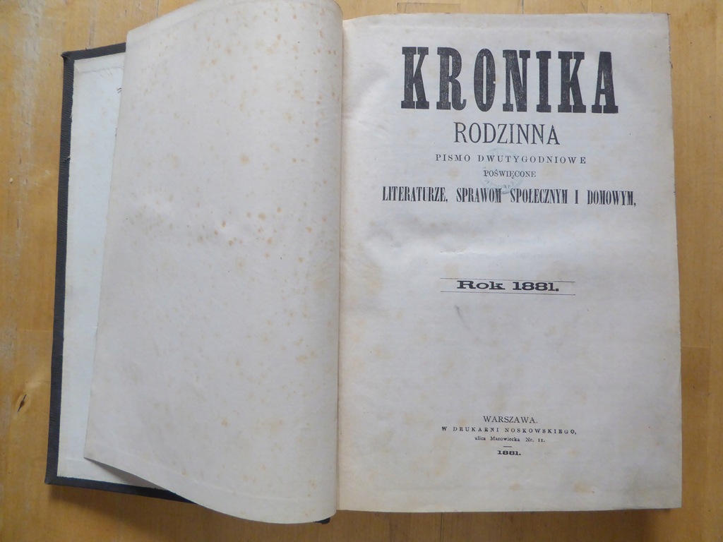 Kronika Rodzinna - Pismo dwutygodniowe - 1881 r.