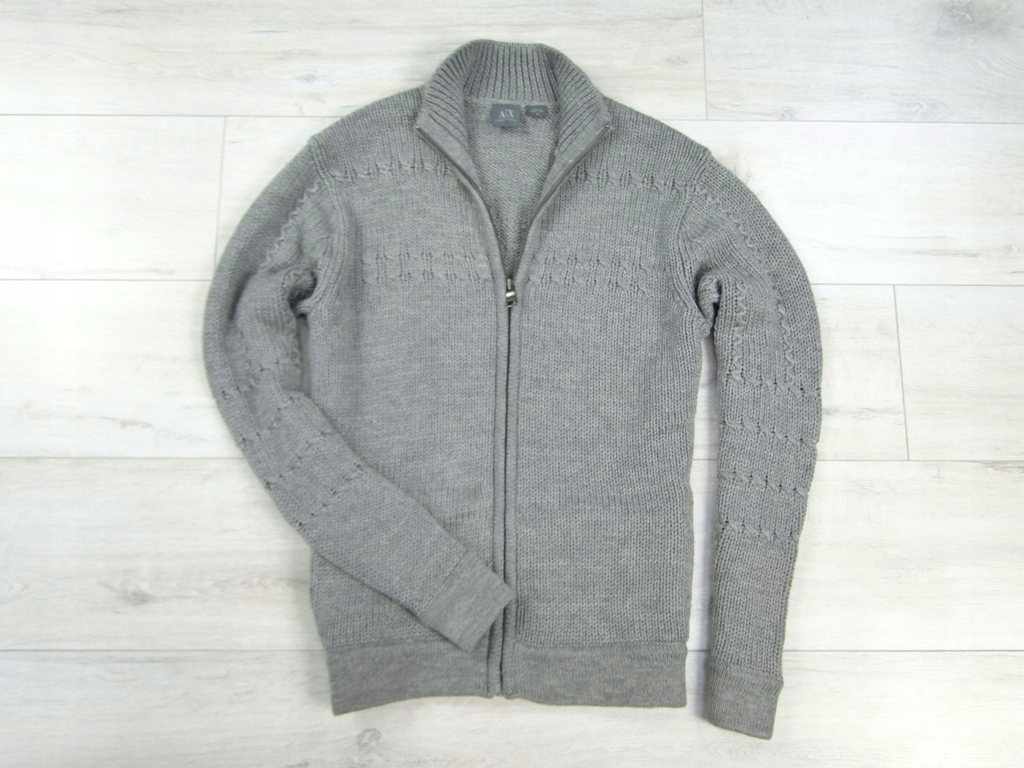 ARMANI EXCHANGE MERINO WOOL GRUBY SZARY SWETER_ M