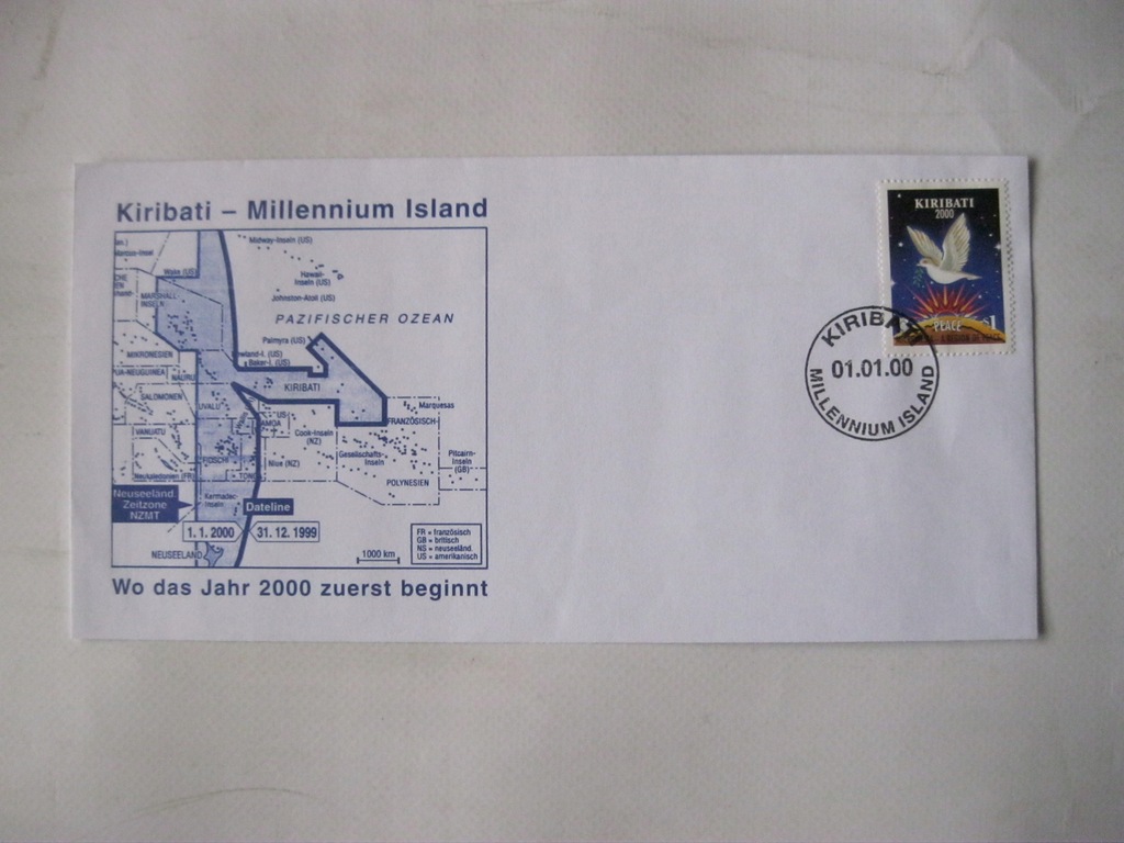 Koperta-KIRIBATI /MILLENIUM ISLAND/1.01.2000r.