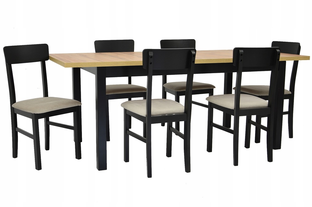 Stół 90x160/200 cm i 6 krzeseł LEO inne kolory