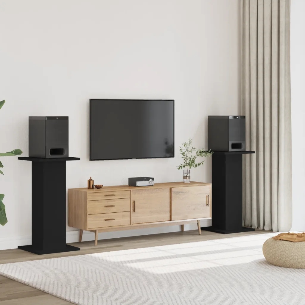 vidaXL Podstawki pod głośniki, 2 szt., czarne, 30x30x80 cm