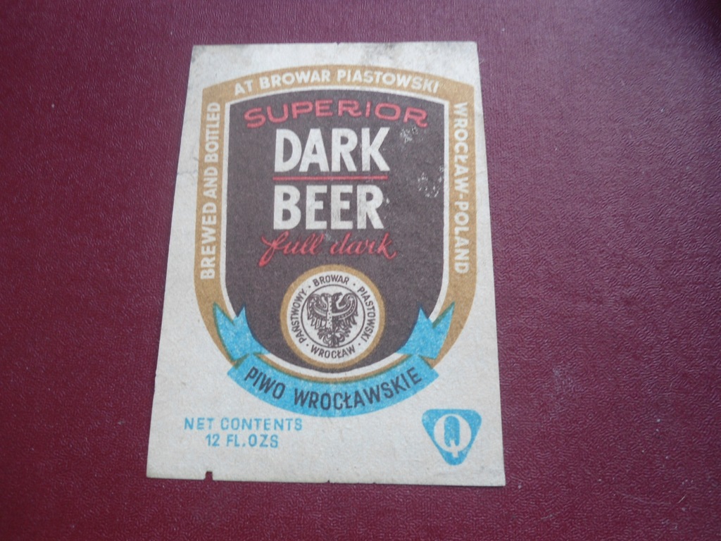 STARA etykieta od piwa BROWAR PIASTOWSKI WROCŁAW