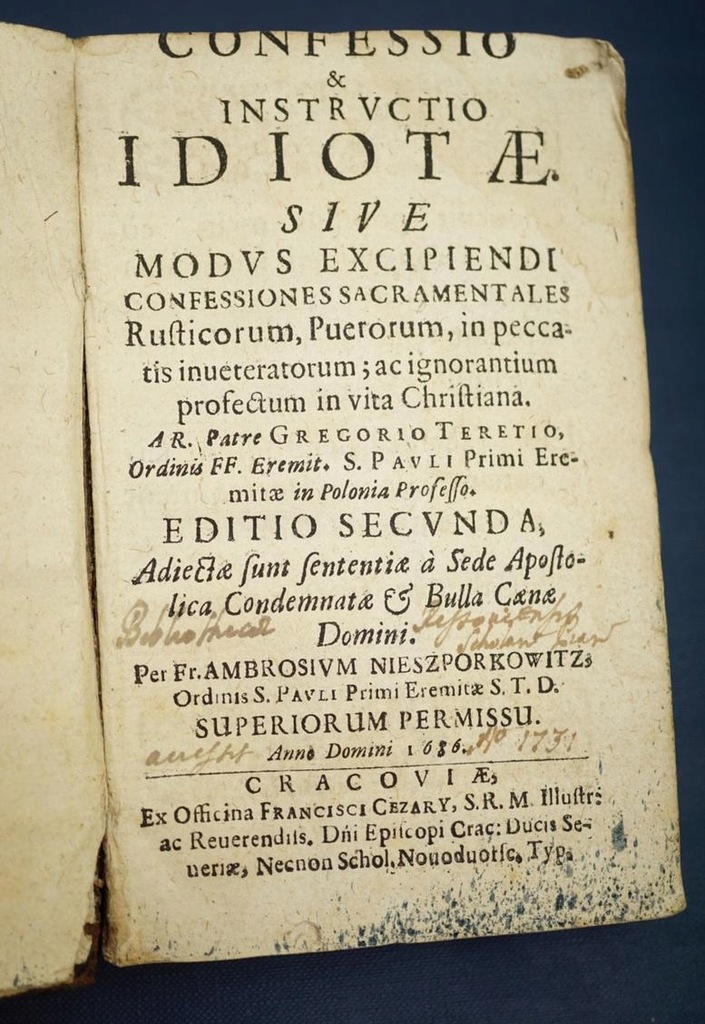 1686 CONFESSIO & INSTRUCTIO IDIOTAE... Terecki