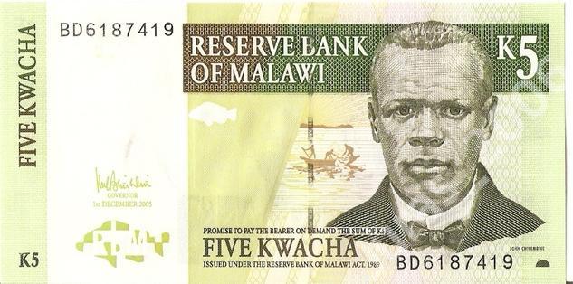 5 KWACHA Malawi 2005 UNC stan bankowy FOOD SECURIT