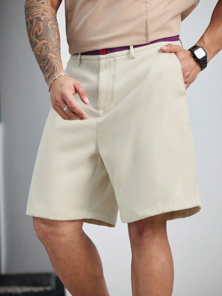 Shein beżowe eleganckie spodenki szorty XXL