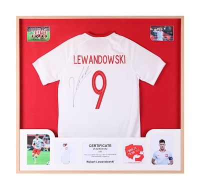 Lewandowski - koszulka z autografem w ramie