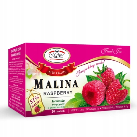 Herbata Owocowa Malwa MALINOWA 40G (20 Torebek)