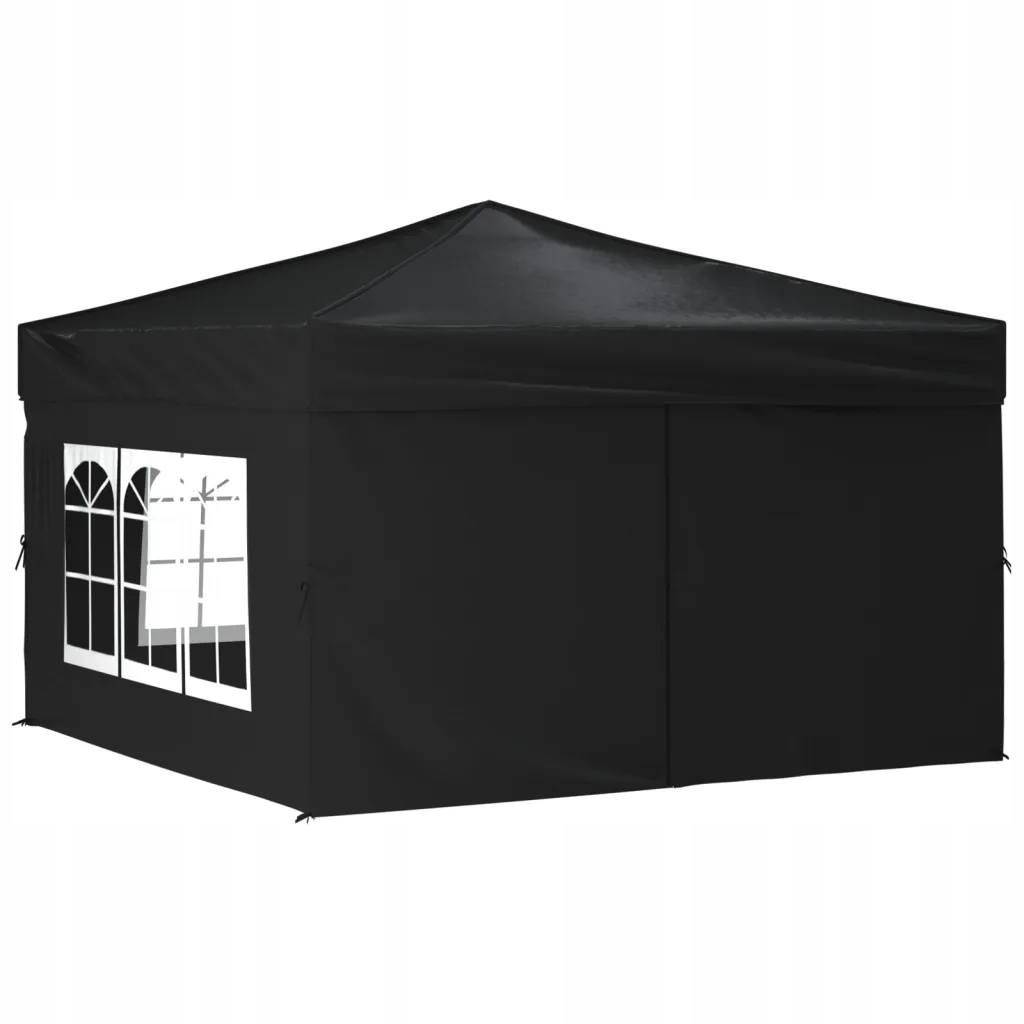 Składany namiot imprezowy ze ściankami, czarny, 3x3 m