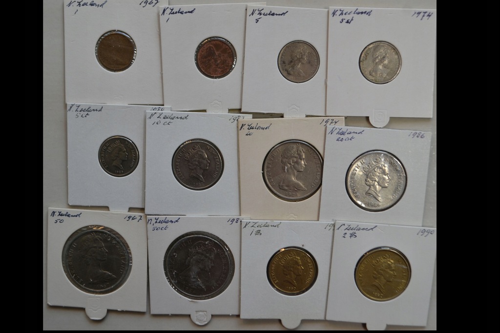 Nowa Zelandia - zestaw 12 monet - każda moneta inna - miks nominałów