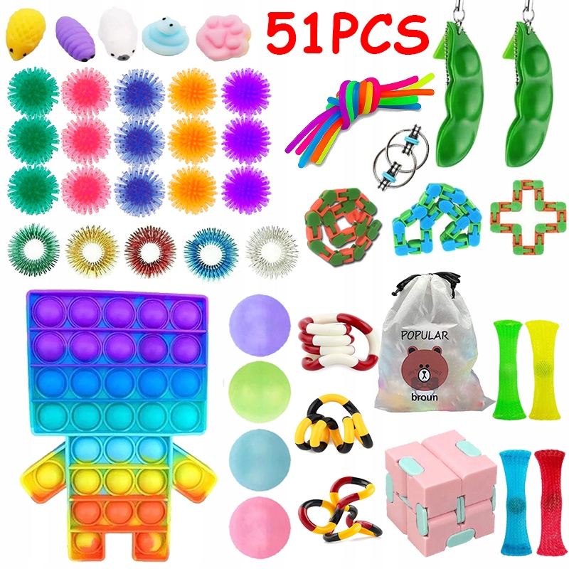51 szt., Dimpl Fidget Toy, Pop It, tajemniczy
