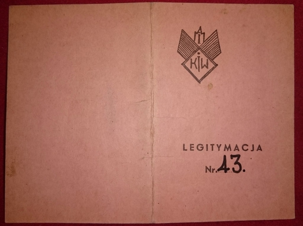 Legitymacja do odznaki Kurs Instrtuktorów Wyszkolenia ODR 1936 JUNACY