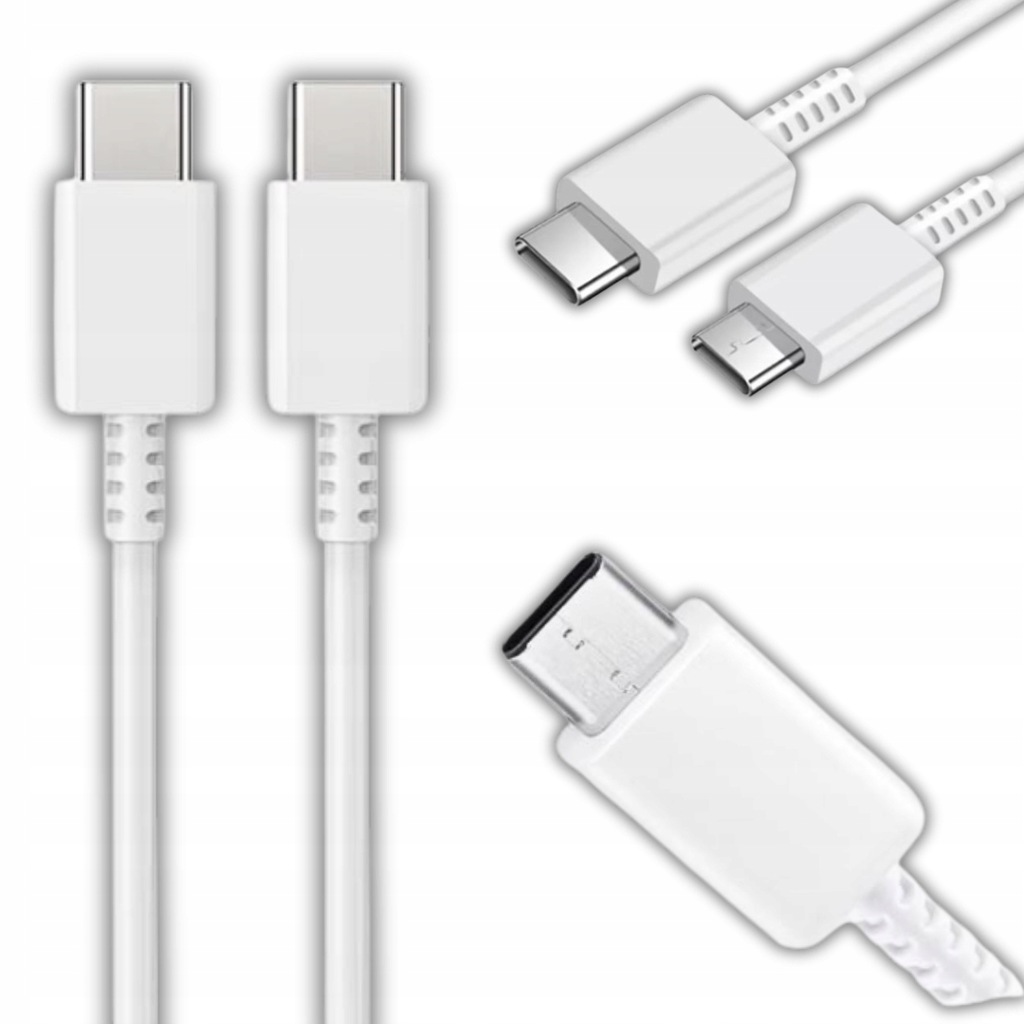 Kabel USB Typ-C do Typ-C 1 metr 2.4A Biały USB 3.0 Dane + Ładowanie