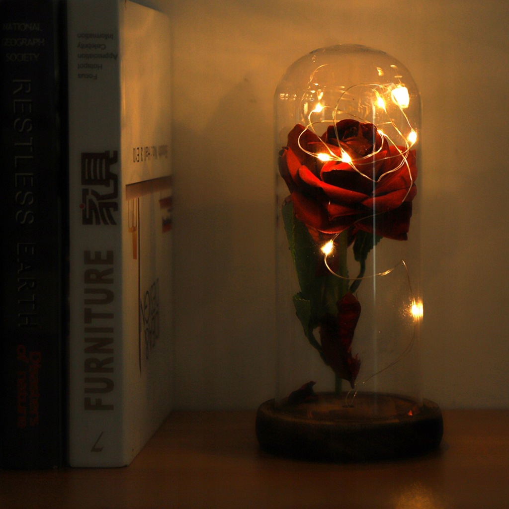 kwiat róży ze szklaną osłoną 14cm