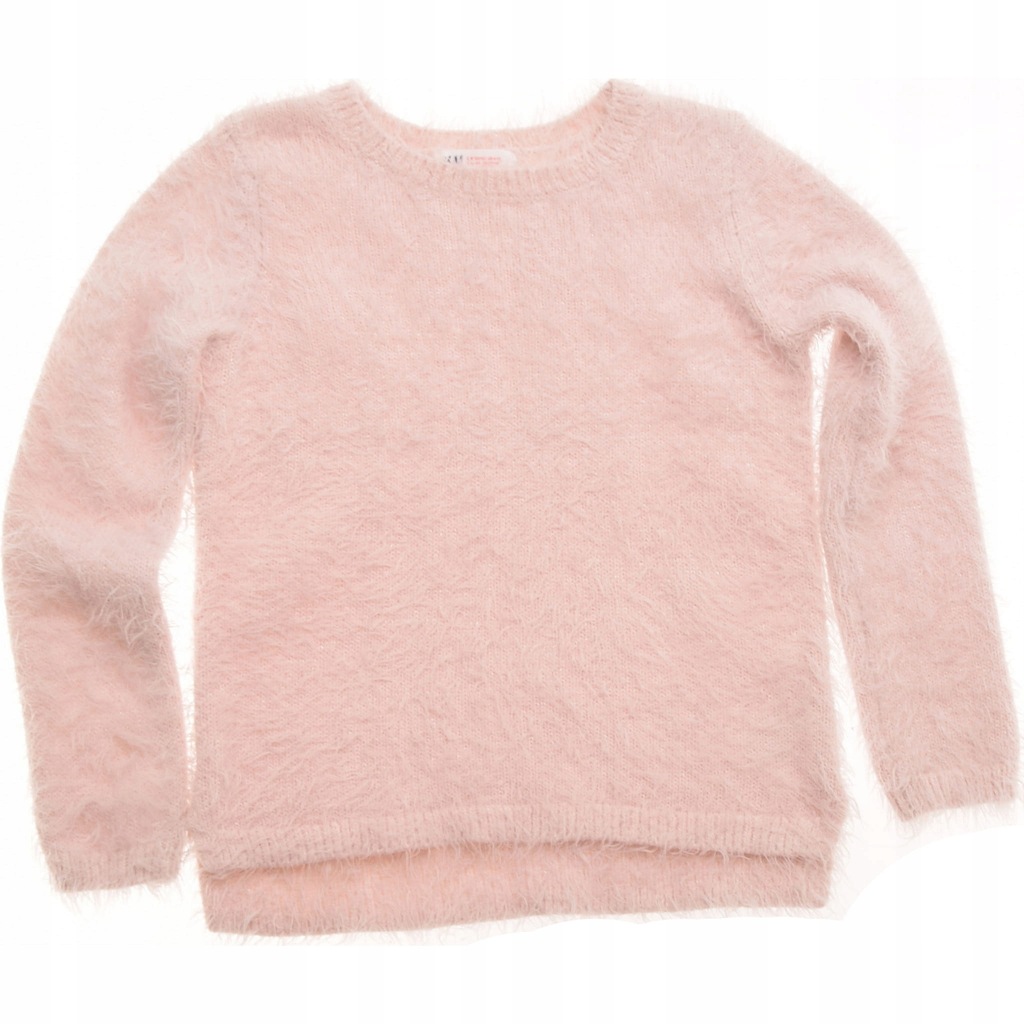 H&M sweterek dziewczęcy Włochaty Różowy 128