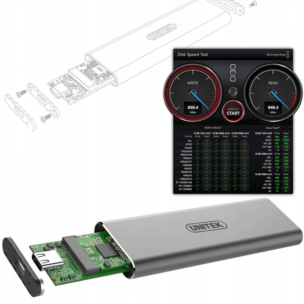 Obudowa USB3.1 Gen2 Typ-C - M.2 SSD PCIe/NVMe S1201A