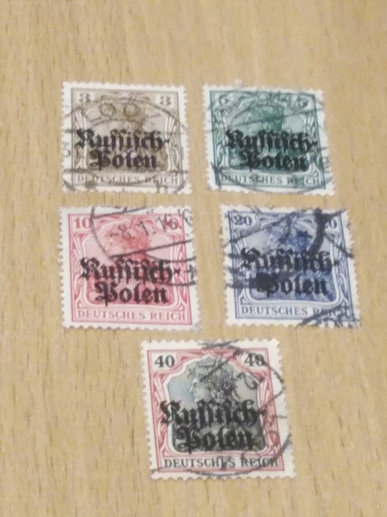 1915 mi. 1-5 Niemiecka poczta w Polsce N21