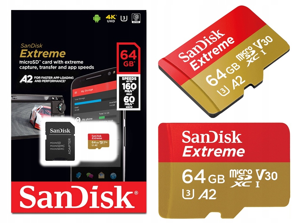 Купить SANDISK MICROSDXC EXTREME 64 ГБ 100 МБ/с + АДАПТЕР: отзывы, фото, характеристики в интерне-магазине Aredi.ru