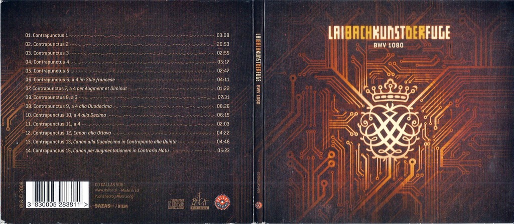 LAIBACH - Laibachkunstderfuge BWV 1080 DIGIPACK CD [SLO]