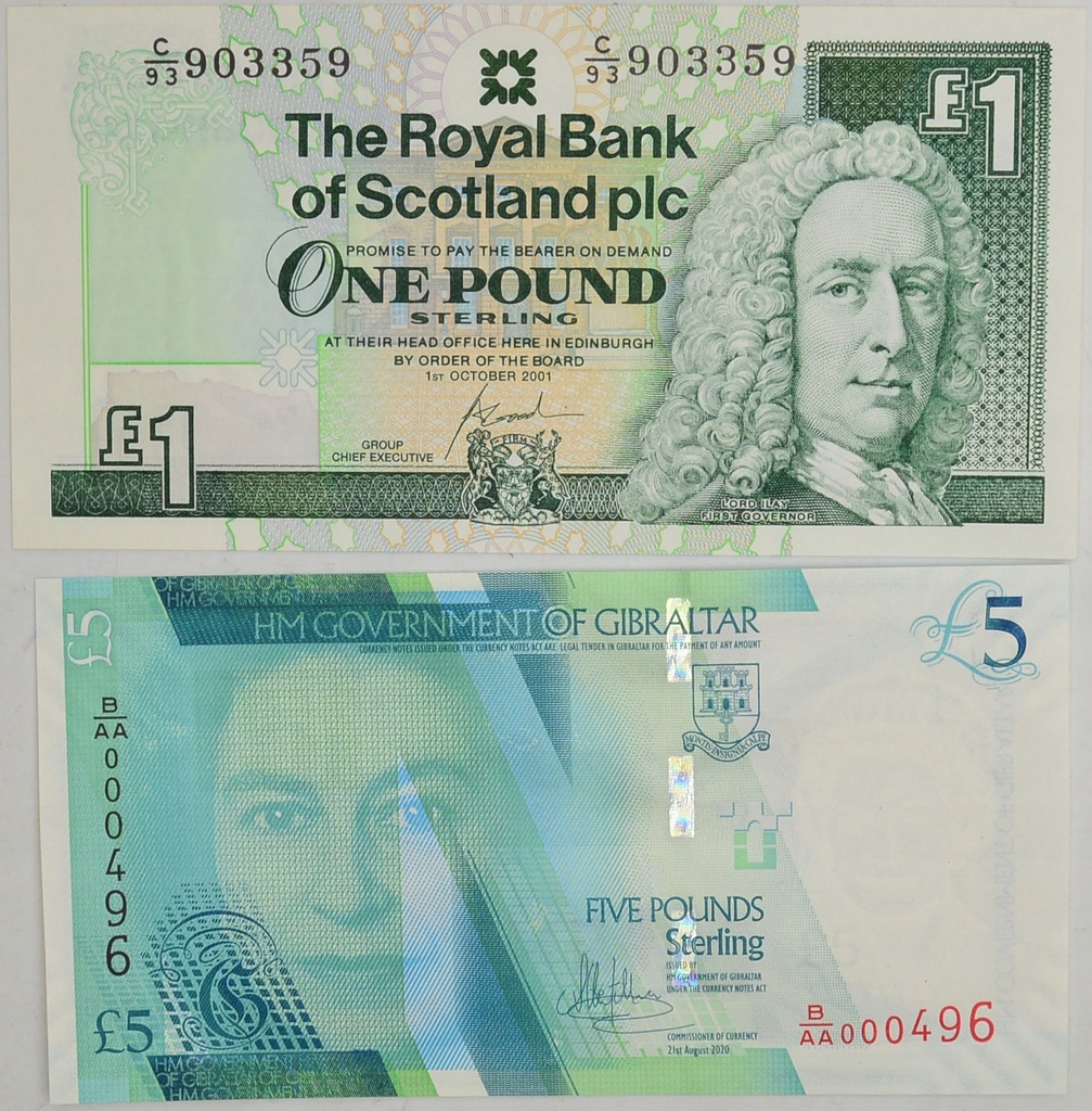 21.xx.Zest.Szkocja, Gibraltar, Banknoty szt.2,St.1