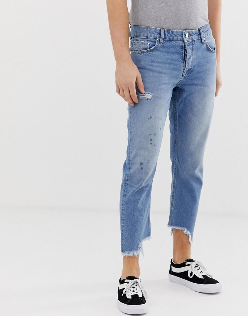 ASOS DESIGN__XZX SPODNIE JEANSY Z PLAMAMI__W30/L32