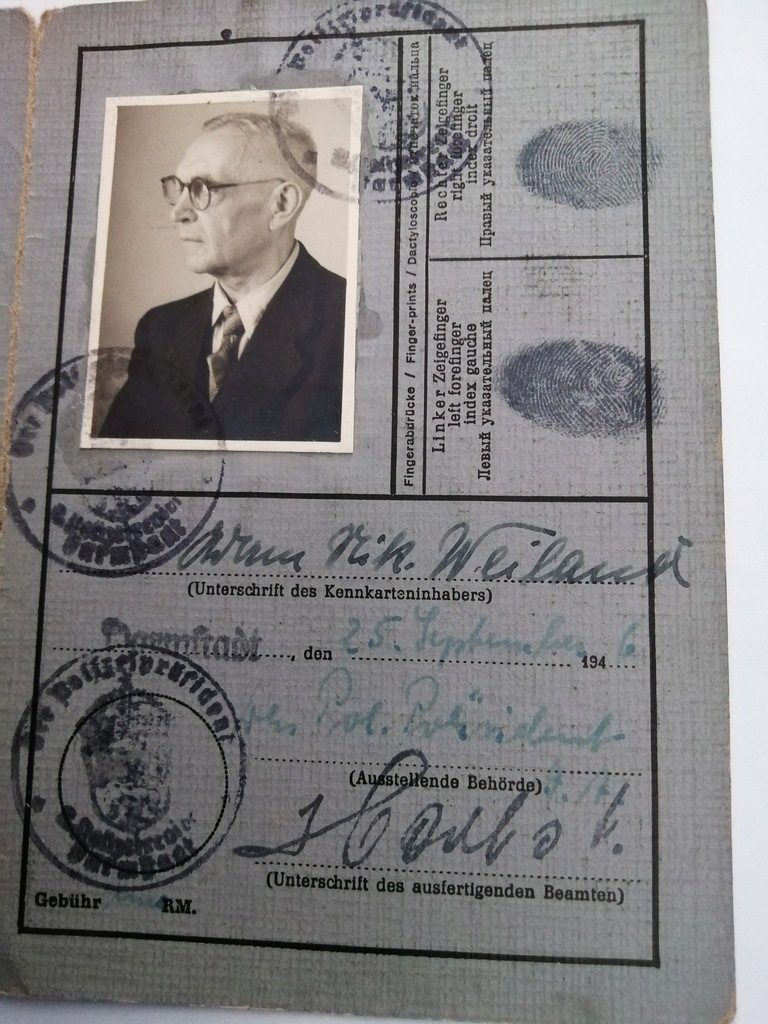 DOWÓD OSOBISTY - 1946- NIEMIECKA RZESZA