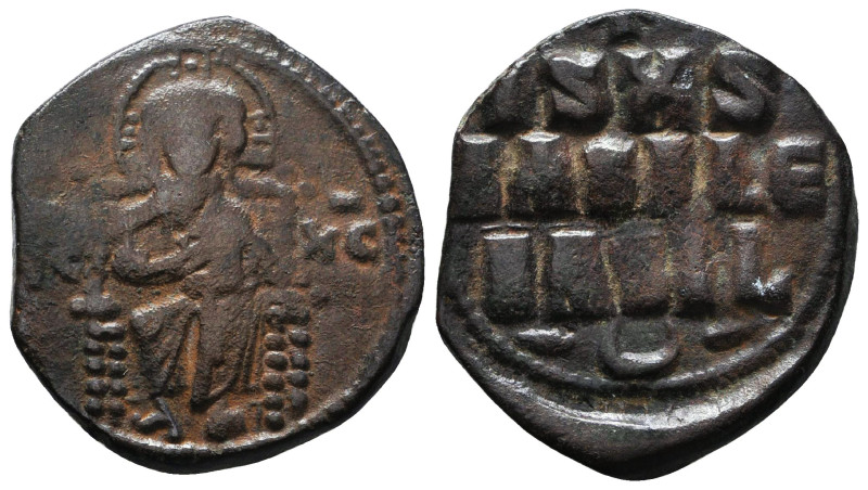 R28. Konstantyn IX, follis z siedzącym Chrystusem, b. ładny