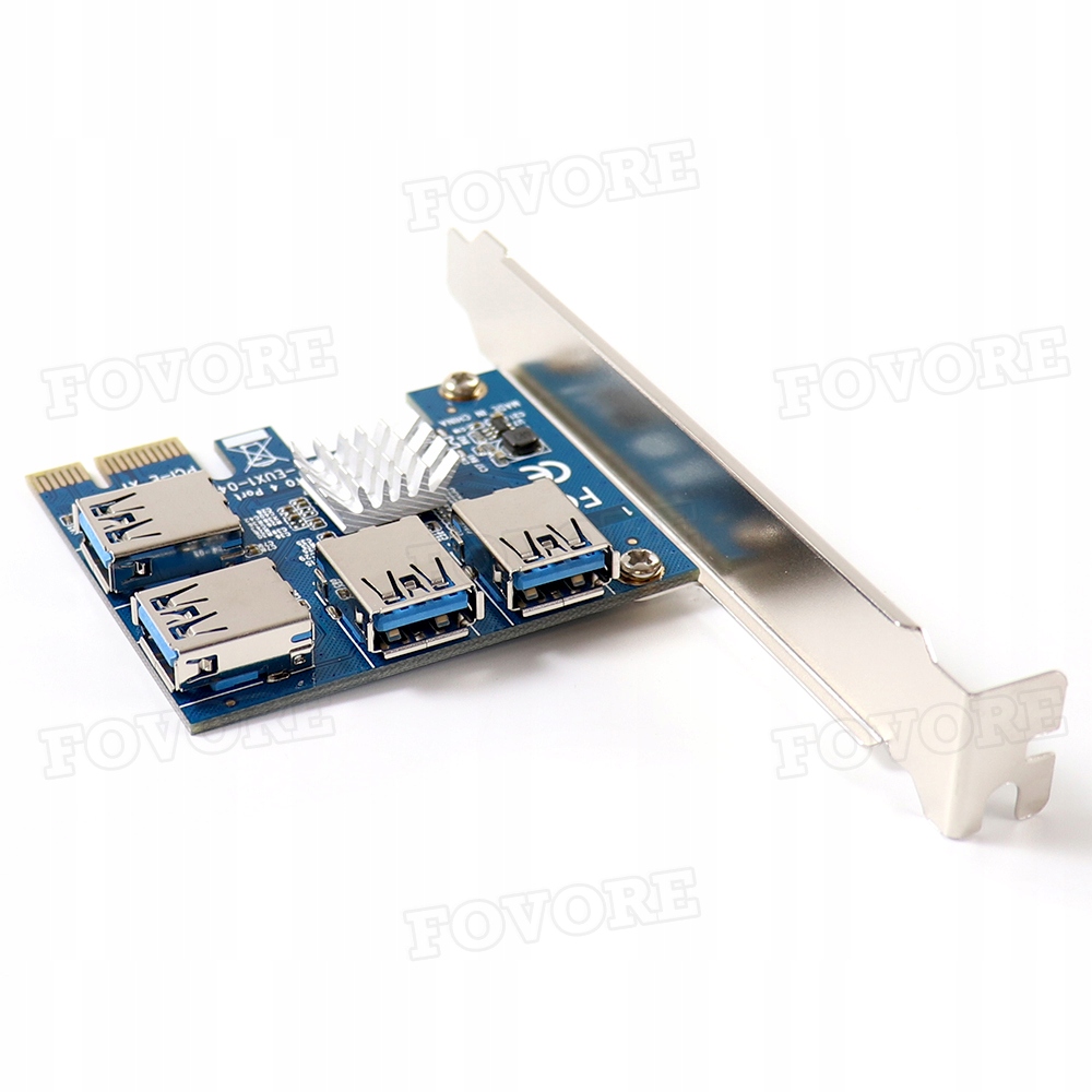 Adapter Riser PCI-E 1x na 4x USB 3.0 do koparki