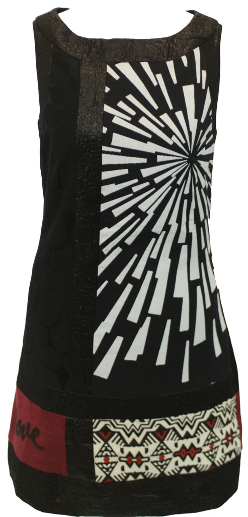 Sukienka mini w etno wzory DESIGUAL patchwork 36