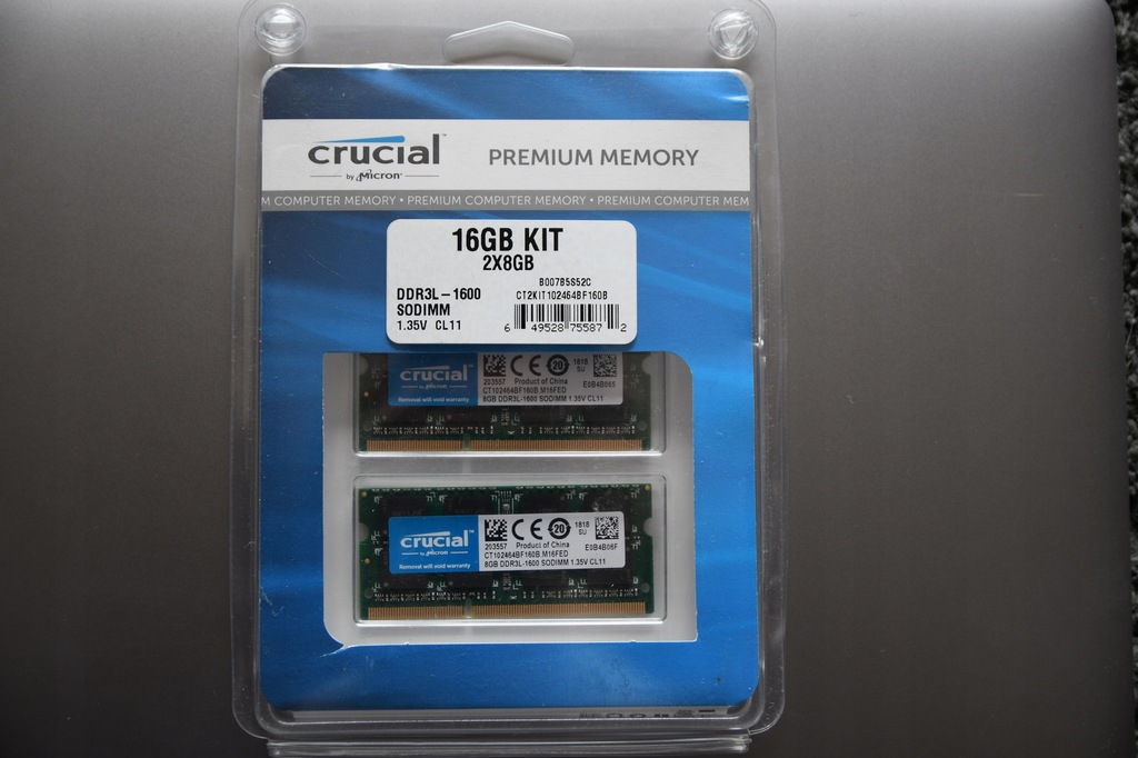 Micron Crucial DDR3l-1600 SODIMM 16GB kit (2x8GB) - 9347402347 ...