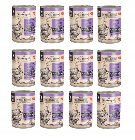 WIEJSKA ZAGRODA Kurczak z kaczką mokra karma dla kotów PAKIET 12x400g