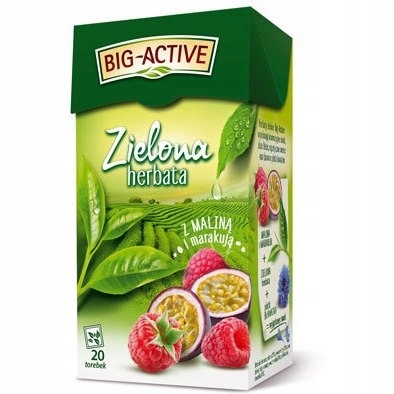 Herbata BIG-ACTIVE zielona (20 torebek) MALINA-MAR