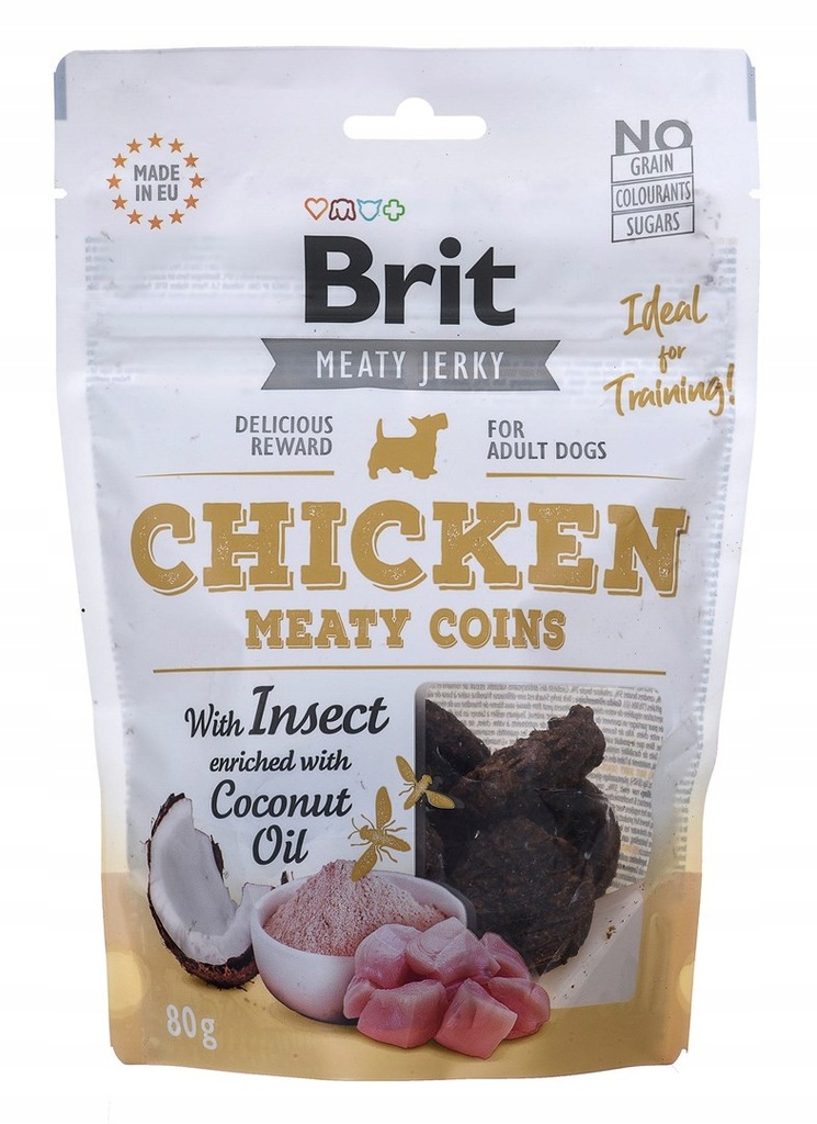 Brit jerky chicken meaty coins with instect - kurc