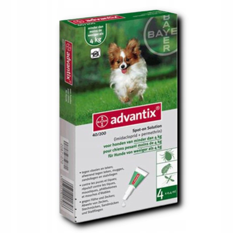 ADVANTIX SPOT-ON dla psów poniżej 4 kg (40 MG + 20