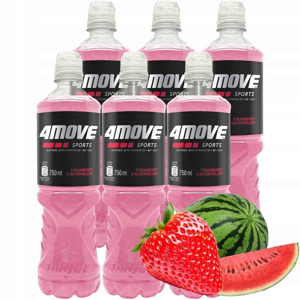 4Move Napój izotoniczny o smaku truskawka - arbuz 750 ml x 6 sztuk