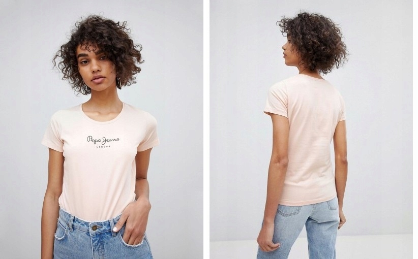 201898 C8 PEPE JEANS T-SHIRT M LOGO RÓŻOWY