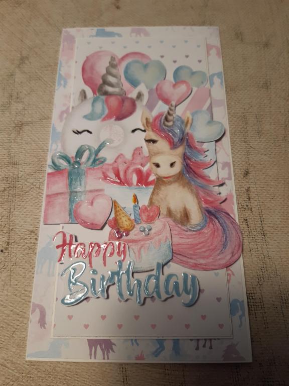 Karteczka z jednorożcem na urodziny  księżniczki:)