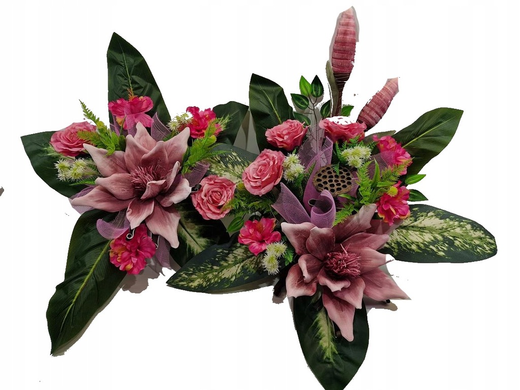 Wiązanka stroik na grób komplet egzotyczny kwiat pianka