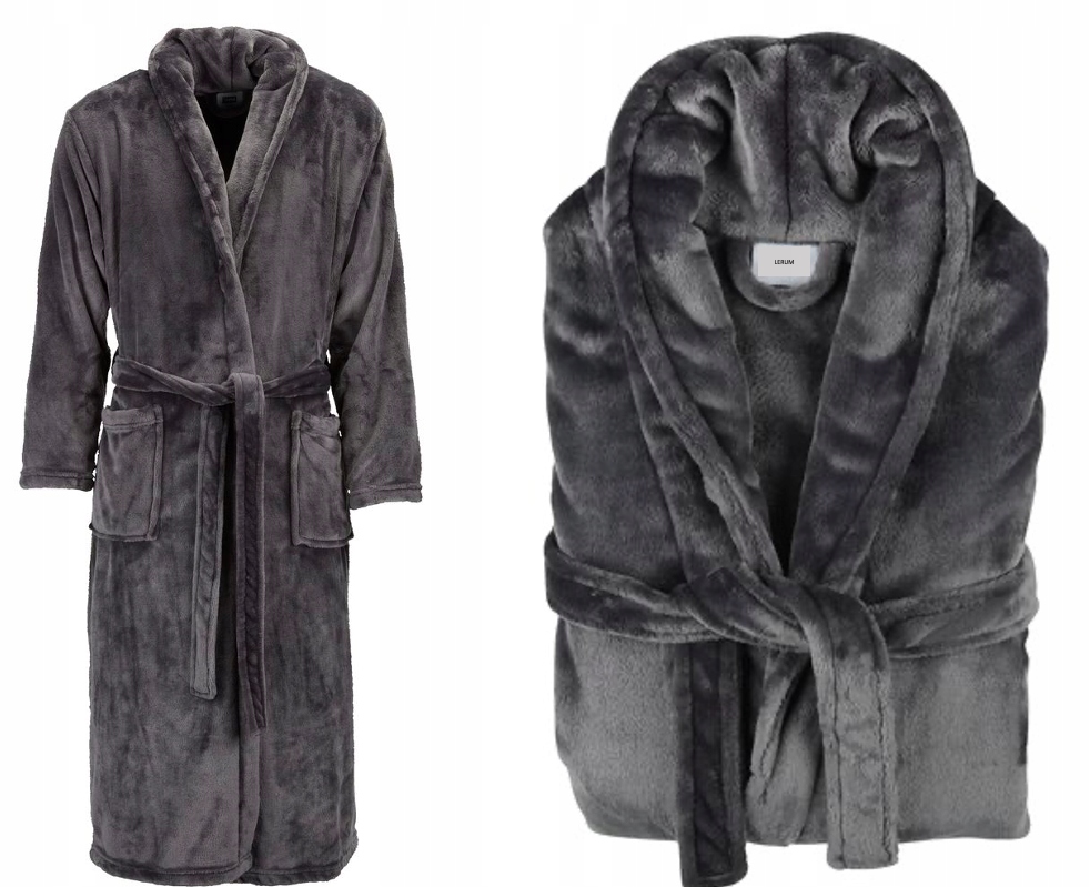 MĘSKI SZLAFROK DŁUGI CIEPŁY MIŁY PUSZYSTY ELEGANCKI MĘSKI L/XL