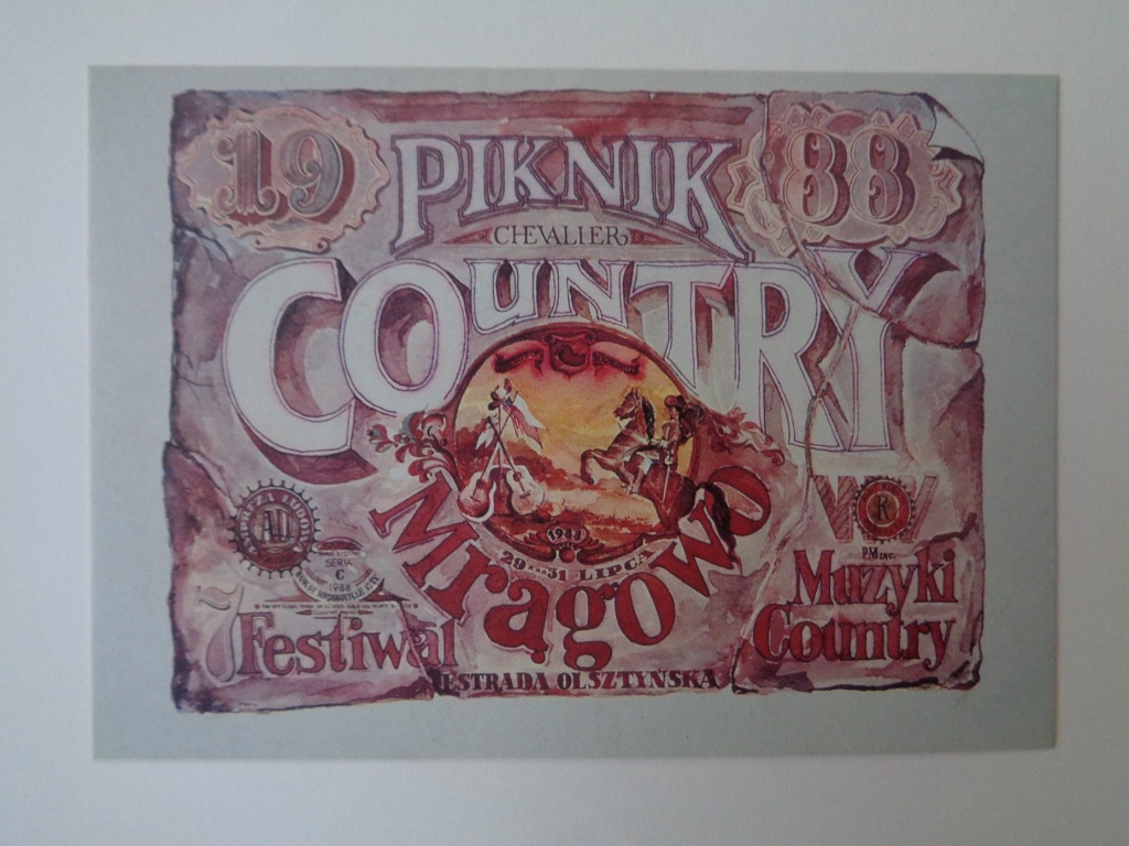 kartka pamiątkowa Piknik Country Mrągowo 1988r.