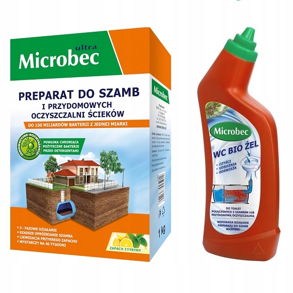 Microbec Ultra Preparat Do Szamb i POŚ O Zapachu Cytryn 1kg + Żel WC BIO