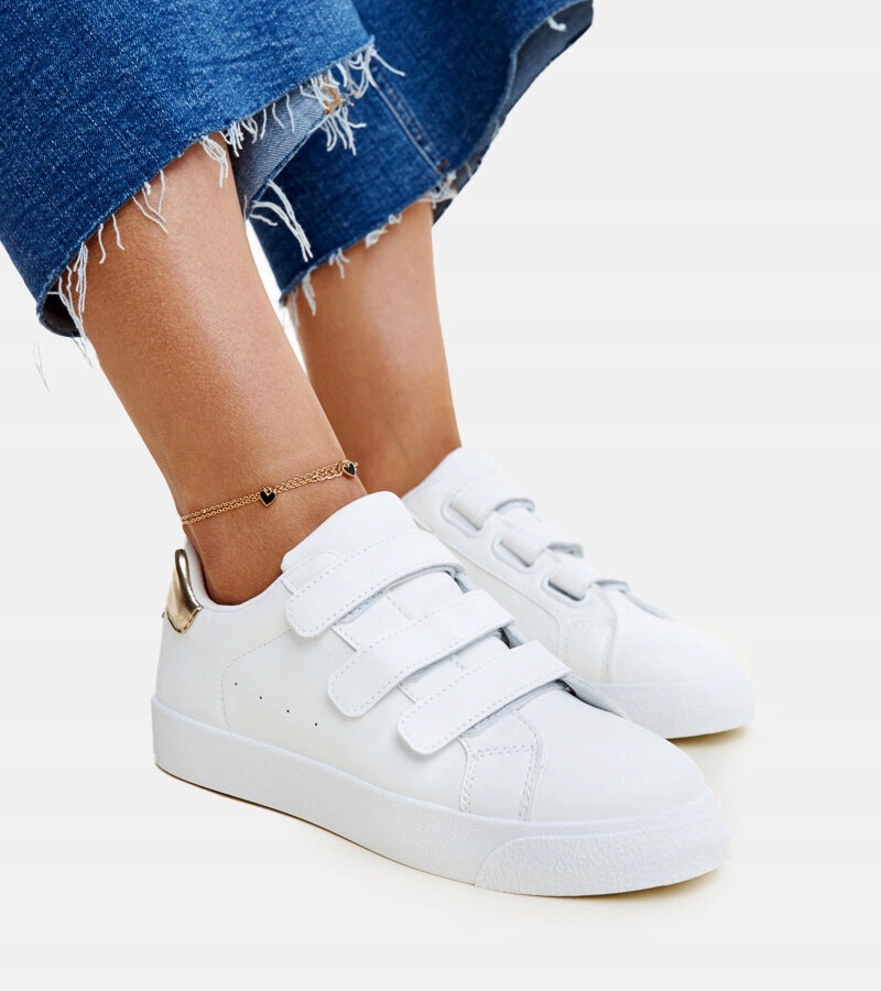 Biało-złote sneakersy na rzepy Samala rozmiar 37