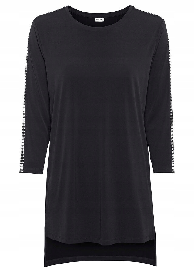 B1049 SHIRT Z RĘKAWEM 3/4 Z DŻETAMI CZARNY R.40/42