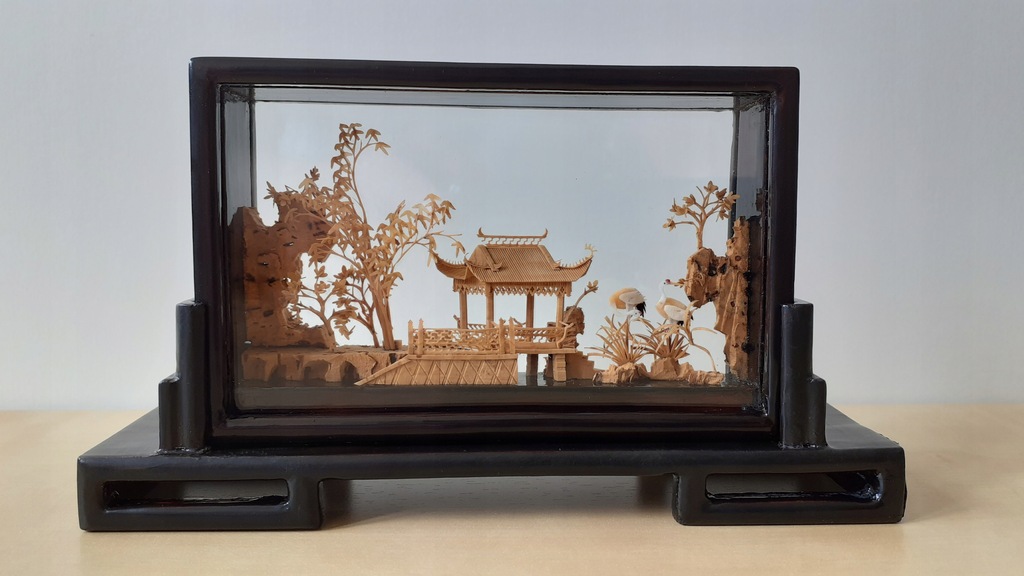 Dekoracja z korka miniatura rzeźba chińska