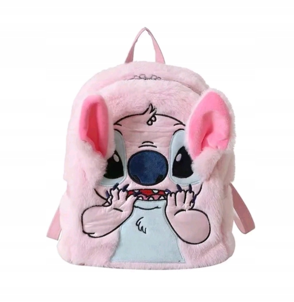 Elegancki przytulaśny pluszowy różowy PLECAK DLA PRZEDSZKOLAKA Stitch