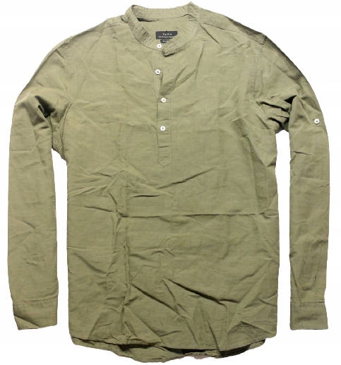 ZARA _ LNIANA MARKOWA KHAKI KOSZULA Z LOGO _ M/L